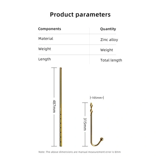 AllNight Adjustable Golden 3867 LOCKINK Set Anal Hook 0306